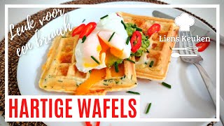 Brunch gerecht  HARTIGE WAFELS  Met kaas en bieslook [upl. by Yeldnarb818]