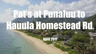 Oahu beaches by drone Pats at Punaluu to Hauula Homestead Rd [upl. by Adnohsat64]