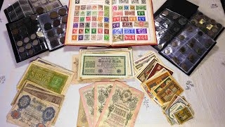 Old Banknote Collection Review  Notgeld German Marks and Russian Empire Rubles Rare Paper Currency [upl. by Ennayehc122]