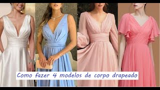 Diy  Como fazer 4 corpos de vestido drapeado festa  aula 432 [upl. by Ccasi146]