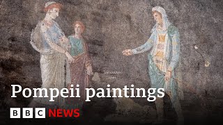 New paintings discovered in Pompeii excavation  BBC News [upl. by Atina999]