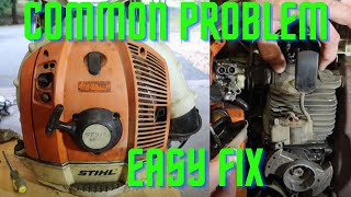 Stihl BR600 hard to pull start blower valve adjustment and not shutting off [upl. by Ardnaiek]