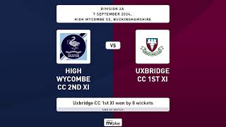 LIVE STREAM HWCC 2nd XI Vs Uxbridge 1st XI  7th September  TVCL Div 2a [upl. by Yenetruoc]