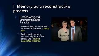 Cognition Lecture 6 3 Suggestibility Reconstructive Processes in Memory [upl. by Yrrek]