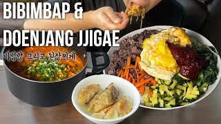 Korean food Mukbang  Bibimbap and Doenjang jjigae Soybean Soup  Korean home meal [upl. by Gerrard]