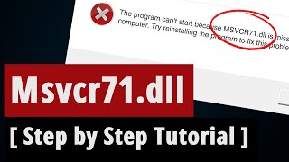 SOLVED Msvcr71dll Missing Error Fix  Step by Step Tutorial [upl. by Hawkie]