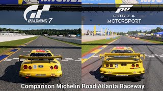 GT7 amp Forza Motorsport 8 Comparison Side by Side  Road Atlanta Michelin Raceway PS5XSX [upl. by Anetsirhc]