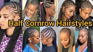 Super Flawless Braids Hairstyles for Black Women  Cornrow Braids for Ladies  Half Cornrow Braids [upl. by Faxen]