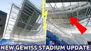 AMAZING New Gewiss Stadium Renovations Update Roof Panel Installation Exterior Work [upl. by Kramal]