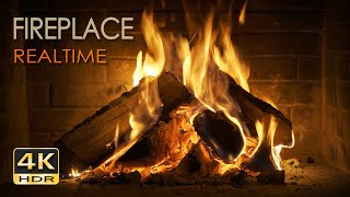 4K HDR Fireplace REALTIME  6 Hours  Relaxing Fire Burning Video amp Crackling Sounds  NO LOOP  UHD [upl. by Chellman514]