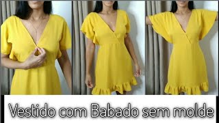 Vestido de viscose molde com transpasse e babado DIY [upl. by Leiuqeze148]