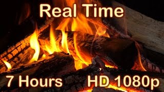 ✰ 7 HOURS ✰ Fireplace Burning ✰ NO ADS ✰ REAL TIME ✰ NO LOOP ✰ Fireplace Sounds ♫ Relaxing Fire HD [upl. by Ahsiened]