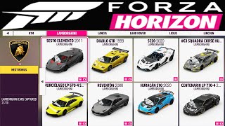 FORZA HORIZON 5  ALL CARS LIST 2024  ALL DLC 4K [upl. by Lipps558]