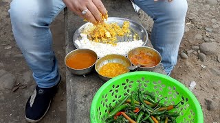 Dal Chawal Aur Dogri Ambal Billoria Ji Ke Dhaba Ki l  Rajma Chawal Aur Roti  Jammu food tour [upl. by Riegel]