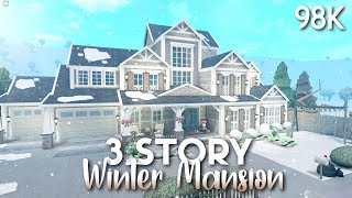 3 Story Winter Family Mansion 98K  Welcome to Bloxburg  Exterior  Speedbuild  House Layout [upl. by Eico]