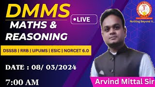 Maths amp Reasoning  most important questions NORCET 2024  AIIMS By Arvind Mittal Sir 700 AM [upl. by Adnohsal415]