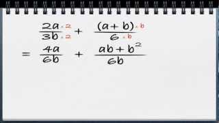 Algebra video 12  Addisjon og subtraksjon av brøker med tall og variabler [upl. by Notlek]