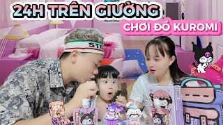 Thử Thách 24H Sống Trên Giường Ngủ Ăn Và Chơi Toàn Là Đồ Hình Kuromi  MiMi Family [upl. by Ecienaj]