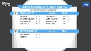 Derbyshire County CL  Div 2  Belper Meadows CC 1st XI v Darley Abbey CC 1st XI [upl. by Angid]