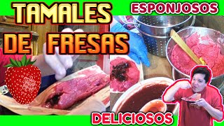 TAMALES DE FRESA ESPONJOSOS CON LECHERA Y FRESAS NATURALES CON PASAS [upl. by Jannery]