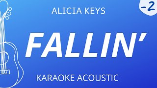 Fallin  Alicia Keys Karaoke Acoustic Guitar Lower Key [upl. by Nylarad64]