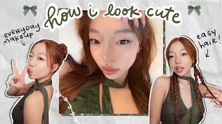 how to look cute ft everyday makeup routine amp easy hairstyles [upl. by Coshow]