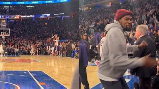 Kevin Durant hyped with courtside fans after Devin Booker game winner vs Knicks [upl. by Irpak]