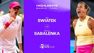 Iga Swiatek vs Aryna Sabalenka  2024 Madrid Final  WTA Match Highlights [upl. by Simon]