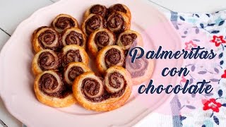 Palmeritas de hojaldre con chocolate  Receta Fácil [upl. by Aznaed]