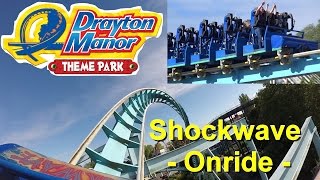 Shockwave Roller Coaster  Full RideThrough Onride  Wartebereich  Drayton Manor Theme Park [upl. by Awuhsoj]