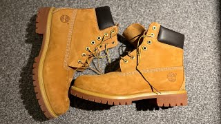 Timberland Premium 6 inch boots in wheat tan nubuck  Unboxing amp Review [upl. by Cristiona]