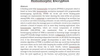 Overflow Detectable Floating Point Fully Homomorphic Encryption [upl. by Ojiram]