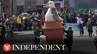 Live St Patricks Day parade marches through the Irish capital [upl. by Hamrnand]