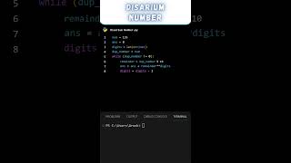 Disarium Number in python coding pythonlanguage programming python [upl. by Layne745]