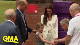 Princess Charlotte meets athletes with Prince William and Kate at Commonwealth Games l GMA [upl. by Singh673]