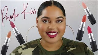 MAC Powder Kiss Lipstick Overview  Swatches [upl. by Savihc585]