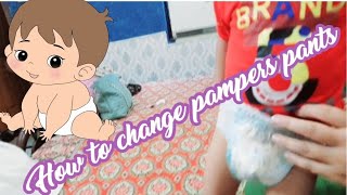 How to change pampers pants pampers pants change routinepampers pants going to outside [upl. by Alexandro836]