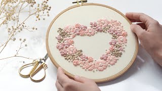 Heart design with soft flowers  PDF patternBeginner friendly [upl. by Hannazus]