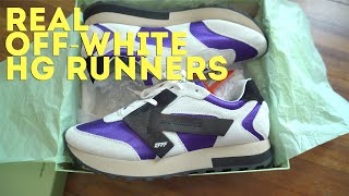 LEGIT OFFWHITE HG RUNNERS  How to tell  unboxing Virgils chunky retro sneakers [upl. by Albarran]