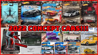 HOT WHEELS 2022 CONCEPT CARS Ferrari Lamborghini Porsche Koenigsegg Audi Bentley and More [upl. by Ateinotna]