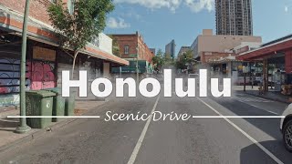 Driving in Downtown Honolulu Hawaii  4K60fps [upl. by Inasah]