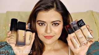 Top 6 Foundations For Indian Skin With Prices  Maybelline Loreal Huda Beauty amp More  Review [upl. by Idoj615]