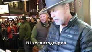 Bruce Willis signing autographs for fans after Misery Broadway [upl. by Airdnaz]