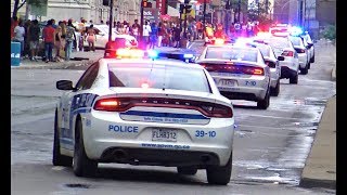 MASSIVE POLICE CONVOY  Loads of Police cars responding Code 3 with siren in Montreal [upl. by Judas]