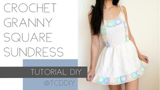 Crochet Granny Square Sundress  Tutorial DIY [upl. by Easter]