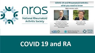 COVID 19 and Rheumatoid Arthritis – what you need to know Webinar by Dr Lizzy MacPhie [upl. by Iruy]