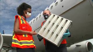 Coronavirus Travel  Exclusive look at United Airlines new COVID19 cleaning safety measures [upl. by Kamillah]