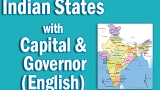 Indian states with their capital Chief Ministers and their Governor in English  Static GK [upl. by Naid]