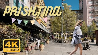 Spring Blossom in Prishtina  City center atmosphere  Walkthrough 4K [upl. by Aihsenal]