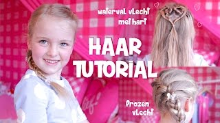 ZOETE ZUSJES HAAR TUTORIAL waterval vlecht met hart amp FROZEN vlecht ♥DeZoeteZusjes♥ [upl. by Swanhilda521]